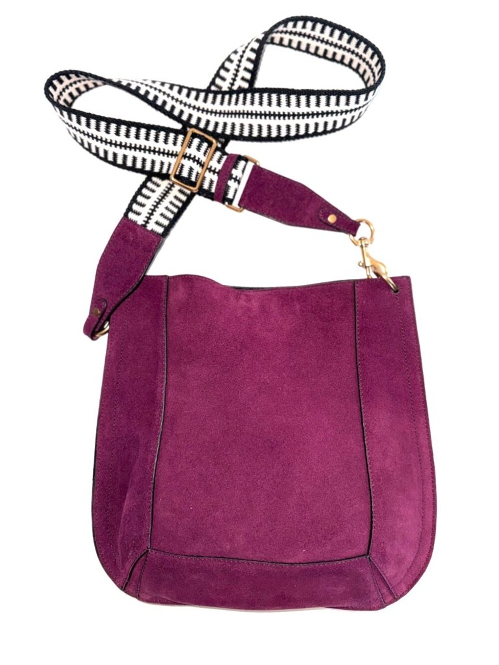 Isabel Marant Oskan Suede Crossbody Bag Purple Brass Hardware